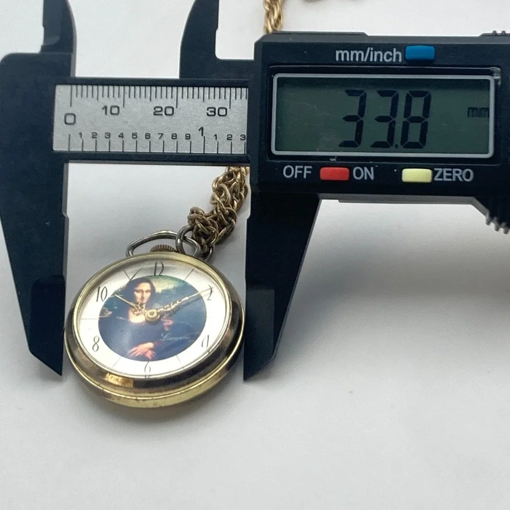 Vintage Lucerne Necklace Pendant Watch Mona Lisa Gold Tone Swiss Manual Wind Up